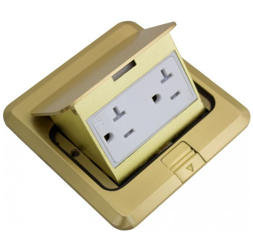 Orbit FLBPU-D-S-C-BR Floor Box Pop-up Cover Only With Duplex Receptacle Square Cover, Brass