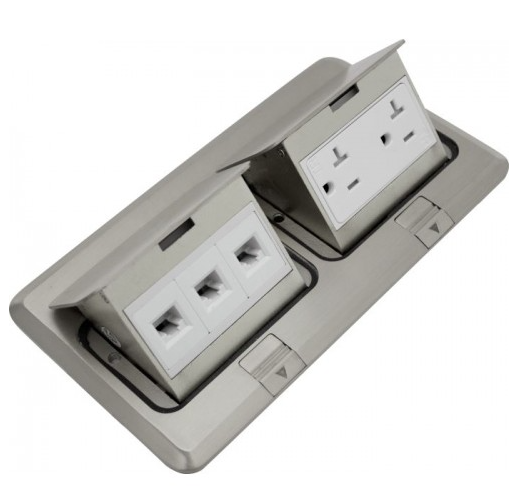 Orbit FLBPU-DL-C-SS Floor Box Pop-up Cover Only With Duplex Receptacle & Low-voltage Tamper Resistant, Stainless Steel