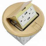 Orbit FLBPU-DU-R-BR Floor Box Pop-up With 1 Duplex Receptacle 2 Usb Ports With 5vdc, Round Cover, Brass