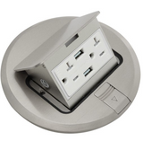 Orbit FLBPU-DU-R-C-SS Floor Box Pop-up Cover Only With 1 Duplex Receptacle 2 Usb Ports With 5vdc, Round Cover, Stainless Steel