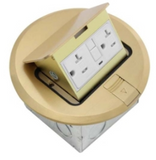 Orbit FLBPU-G-R-BR Round Floor Box Cover Pop-up With Cooper GFCI Receptacle, Brass Finish