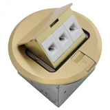 Orbit FLBPU-L-R-BR Floor Box Pop-up With Low Voltage Rj-45, Round Cover, Brass