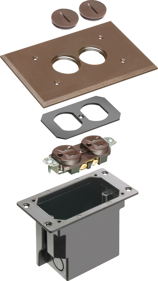 Arlington FLBR101BR 1-Gang Non-Metallic Floor Box for Installed Floors - Brown