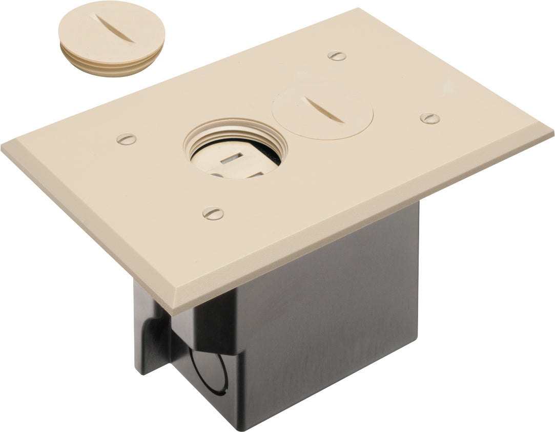 Arlington FLBR101LA 1-Gang Non-Metallic Floor Box for Installed Floors - Light Almond