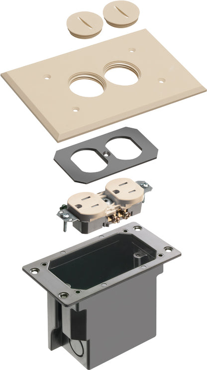 Arlington FLBR101LA 1-Gang Non-Metallic Floor Box for Installed Floors - Light Almond