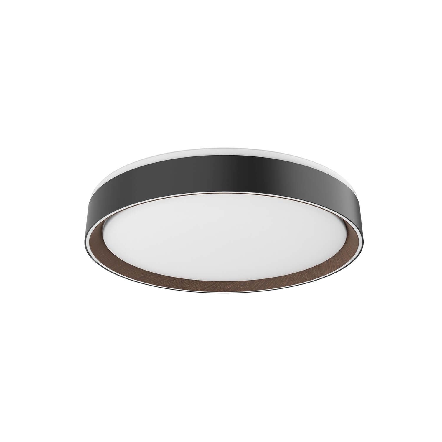 Kuzco Lighting FM43916-BK/WT-5CCT Essex 16" CCT LED Flush Mount in Black-Walnut with Frosted Acrylic Diffuser
