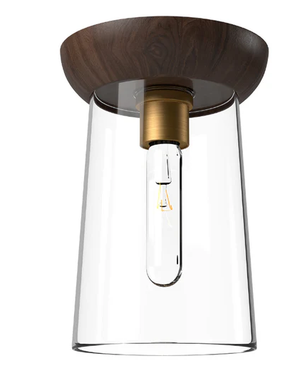 Alora Ligting FM542007AGWT Emil 1-Light Ceiling Light Fixture in Aged Gold / Walnut Finish