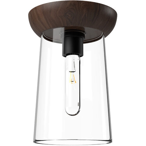 Alora Mood FM542007MBWT Emil 1 Light 7 inch Matte Black and Walnut Flush Mount Ceiling Light