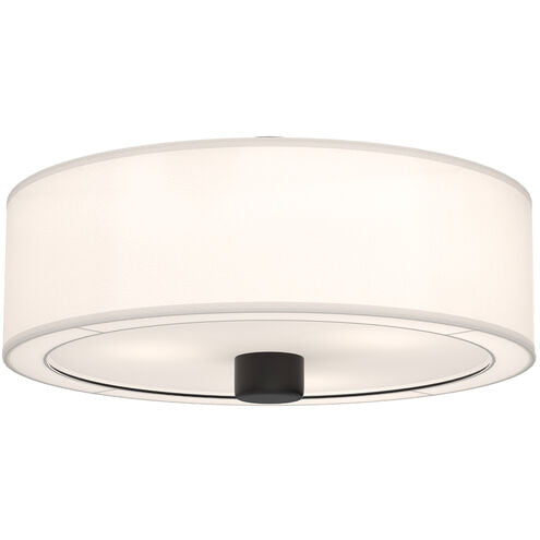 Alora Mood FM547924MBWL Theo 3 Light 24.13 inch Matte Black and White Linen Flush Mount Ceiling Light