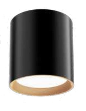 Westgate FMLB-R7-MCT5-CMC7-BG LED Round Cylinder Flush Mount Light, Wattage 12W, 900LM, CCT 27K/30K/35K/40K/50K, Black/Gold Finish