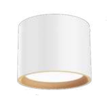 Westgate FMLB-R7-MCT5-CMC7S-WG LED Round Cylinder Flush Mount Light Wattage 12W, 900LM, MCTP 27K/30K/35K/40K/50K, White/Gold Finish