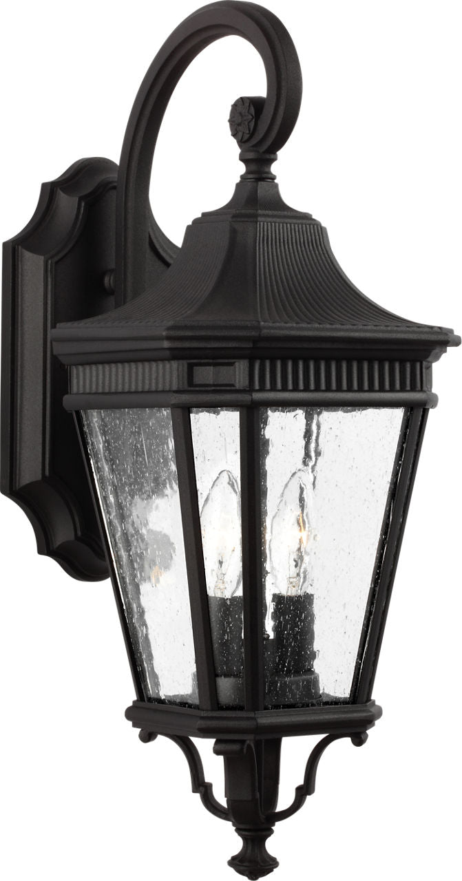 Generation Lighting Cotswold Lane 2 light black outdoor wall lantern with clear seeded glass