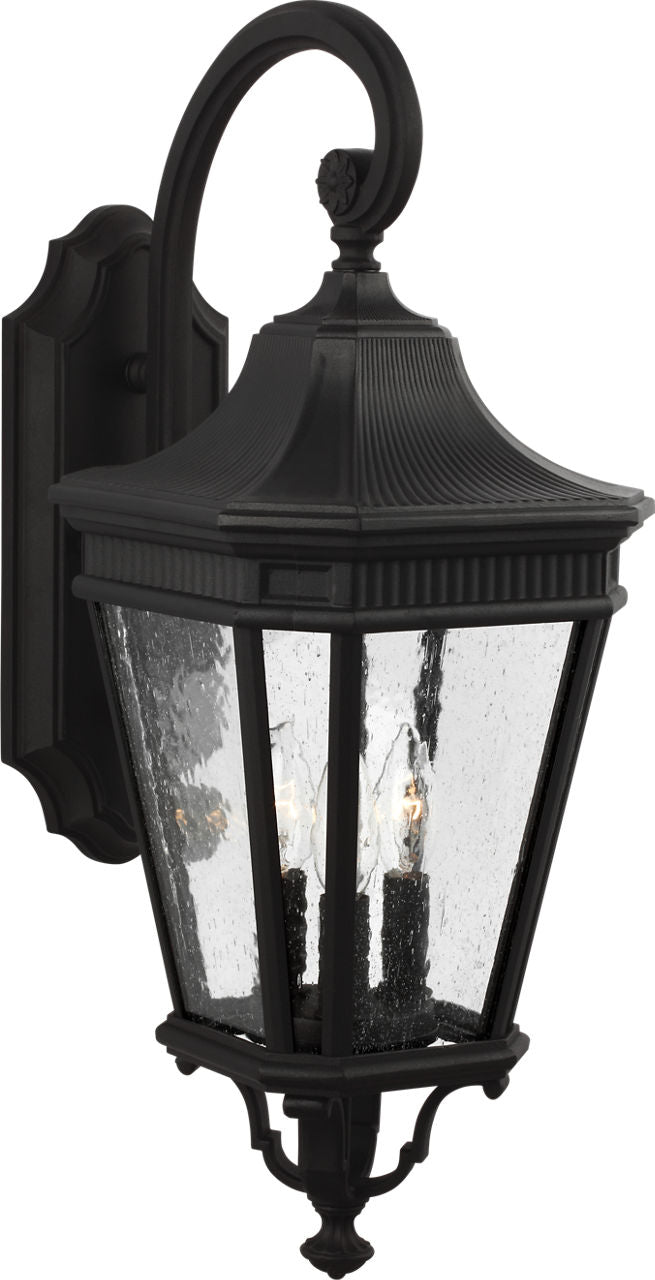 Generation Lighting OL5422BK Cotswold Lane black outdoor wall lantern with clear seeded glass