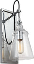 Generation Lighting Loras 1 light chrome wall sconce with clear seeded glass shade