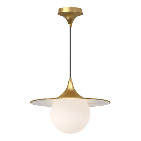 Alora Mood PD525216BGOP Fuji 16" Pendant Light, Opal Glass, Aluminum & Steel, 60W E26, Brushed Gold/Opal Matte Glass