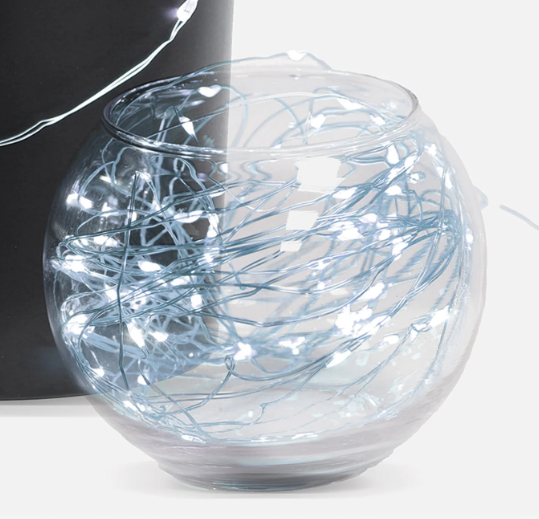 Feit Electric FY30-100/CW/SLV 30 ft. Cool White Silver Wire Fairy String LED Light, Color Temperature 6500K, Voltage 120V