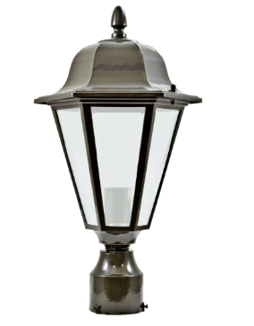 Dabmar Lighting GM132S-L6-60K-VG-FR Cast Aluminium Post Top Fixture Frost E26 LED, Voltage 120V, Color Temperature 6000K, Verde Green Finish