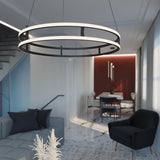 AFX Lighting GEMP32LAJUDBK Gemini 32 Inch CCT LED Pendant In Black With White Acrylic Diffuser