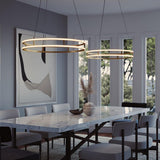 AFX Lighting GEMP32LAJUDGD Gemini 32 Inch CCT LED Pendant In Gold With White Acrylic Diffuser