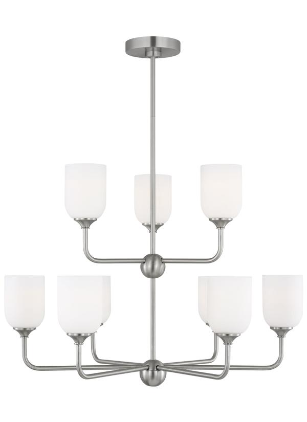 Generation Lighting 1109 9 light brushed steel chandelier ceiling light