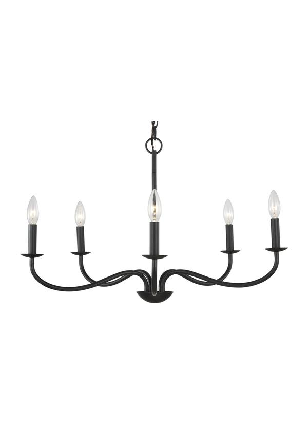 Generation Lighting GLC1205MBKE Abells 5 Light Matte Black Chandelier Ceiling Light