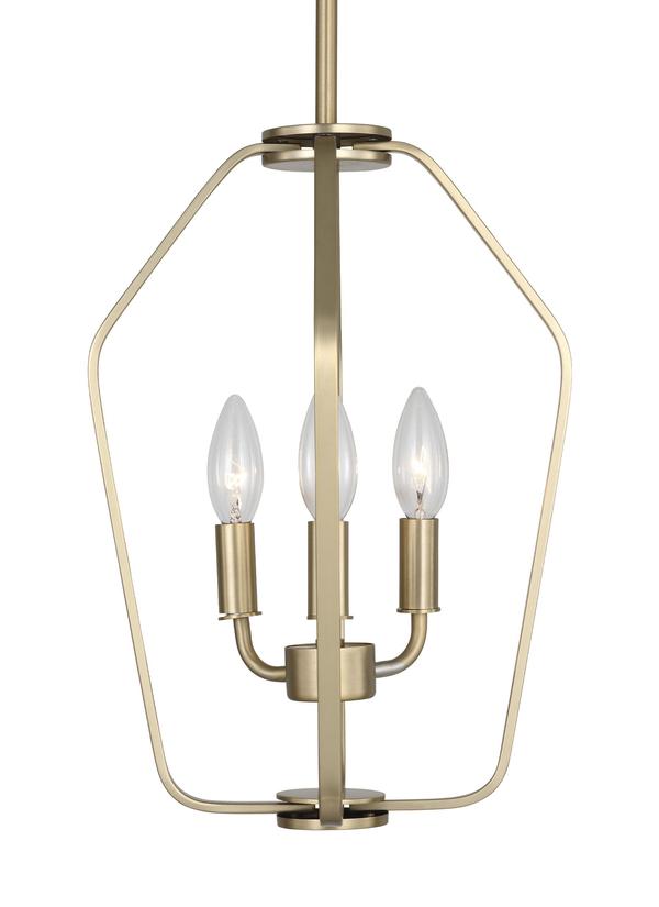 Generation Lighting GLC1283SB Kennan 3 Light Satin Brass Chandelier Ceiling Light
