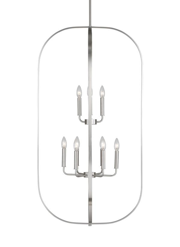 Generation Lighting GLC1329BSE Loretto 9 light brushed steel lantern chandelier ceiling light