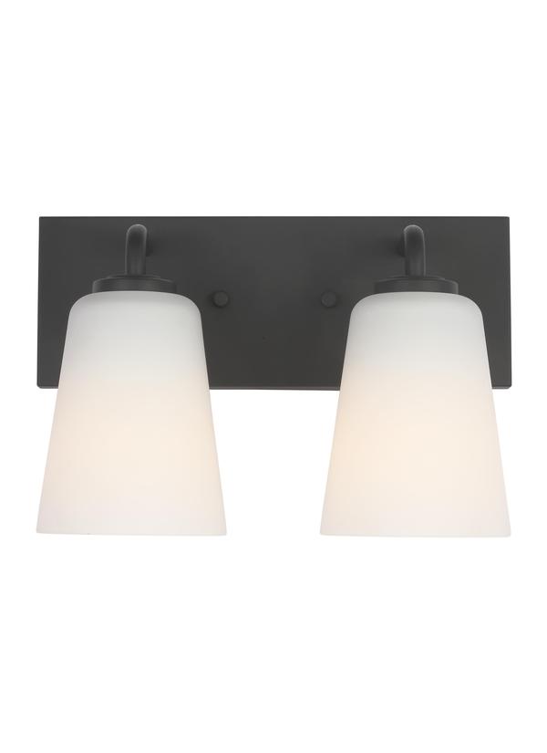 Generation Lighting GLV1052MBKE Miles 2 Light 12 inch Midnight Black Bath Vanity Wall Light