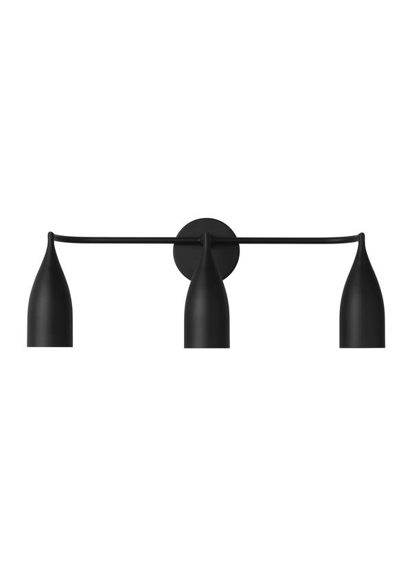 Generation Lighting GLV1083MBK Maya 3 light midnight black bath vanity wall light