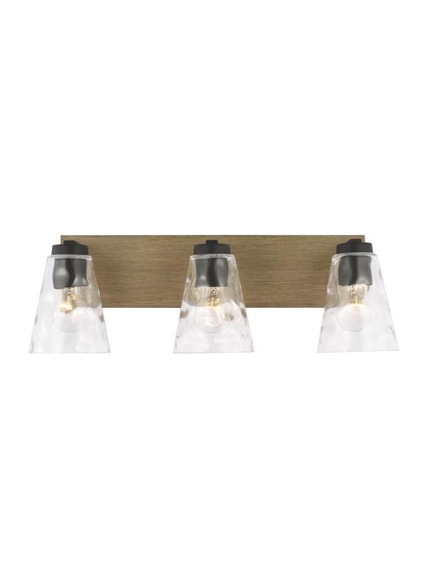Generation Lighting Dunton 3 light bath vanity wall light with clear glass shades