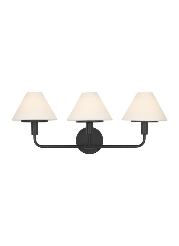 Generation Lighting GLW1033MBKE Mendota 3 Light Midnight Black Bath Vanity Wall Light