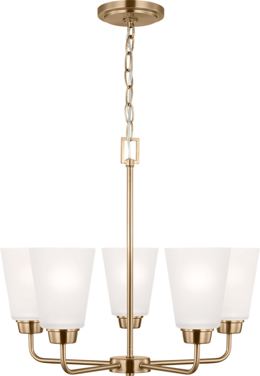 Generation Lighting Kerrville 5 light satin brass chandelier ceiling light