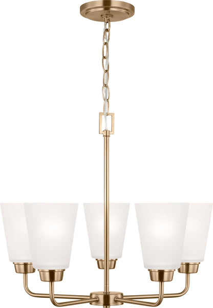 Generation Lighting 3115205-848 Kerrville 5 Light Satin Brass Chandelier Ceiling Light