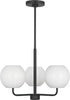 Generation Lighting Rory 3 light chandelier ceiling light in midnight black with opal glass shades