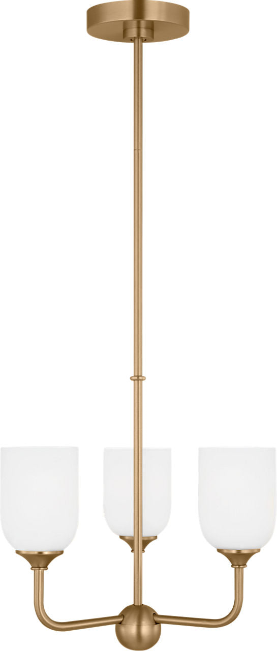 Generation Lighting Emile 3 light satin brass chandelier ceiling light
