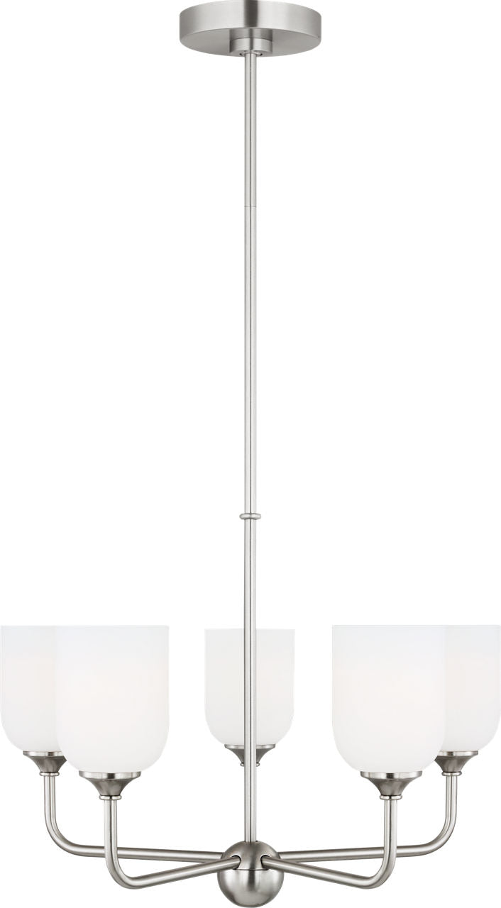 Generation Lighting GLC1085BS Emile 5 Light Brushed Nickel Chandelier Ceiling Light