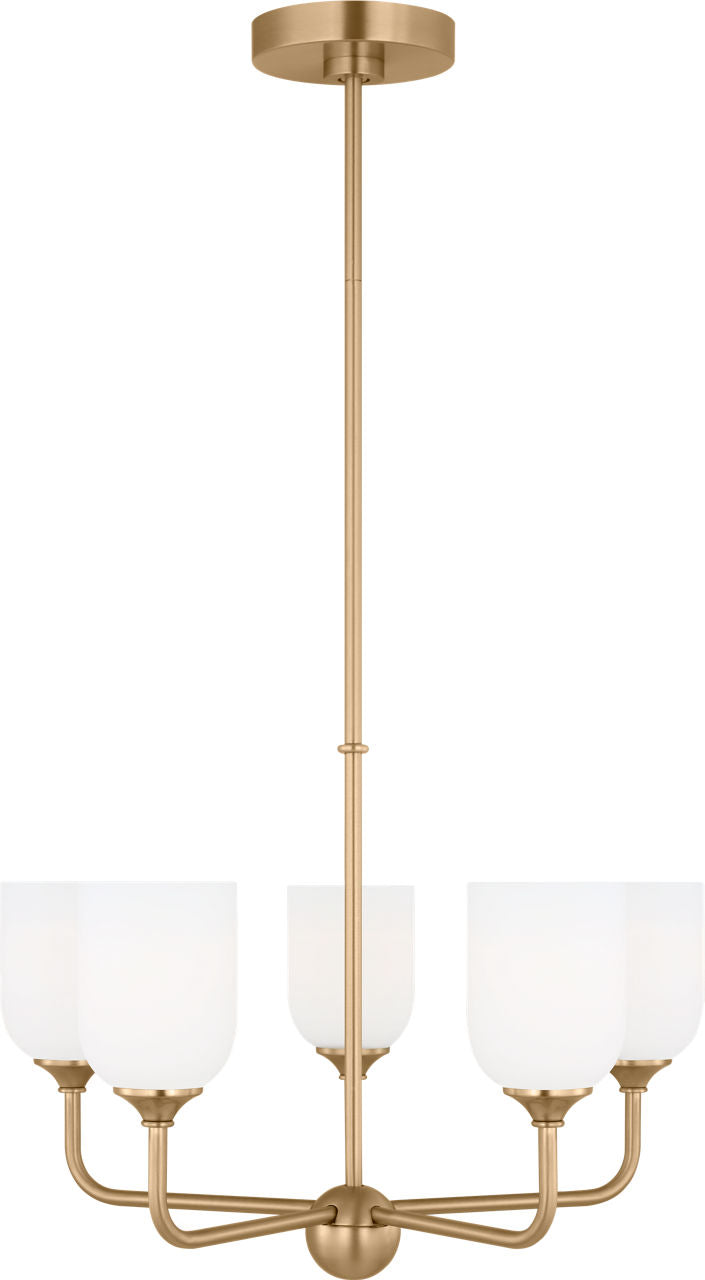 Generation Lighting GLC1085SB Emile 5 Light Satin Brass Chandelier Ceiling Light