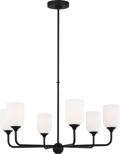 Generation Lighting GLC1096MBK Emile 6 Light Midnight Black Chandelier Ceiling Light