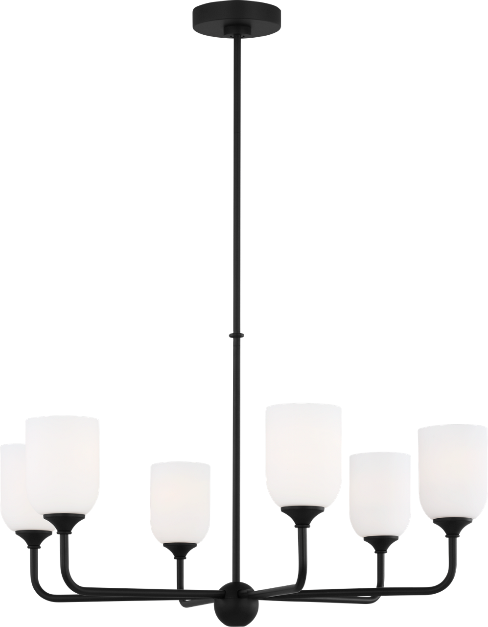Generation Lighting GLC1096MBK Emile 6 Light 30 inch Midnight Black Chandelier Ceiling Light