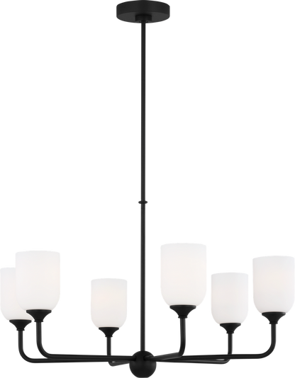 Generation Lighting GLC1096MBK Emile 6 Light 30 inch Midnight Black Chandelier Ceiling Light