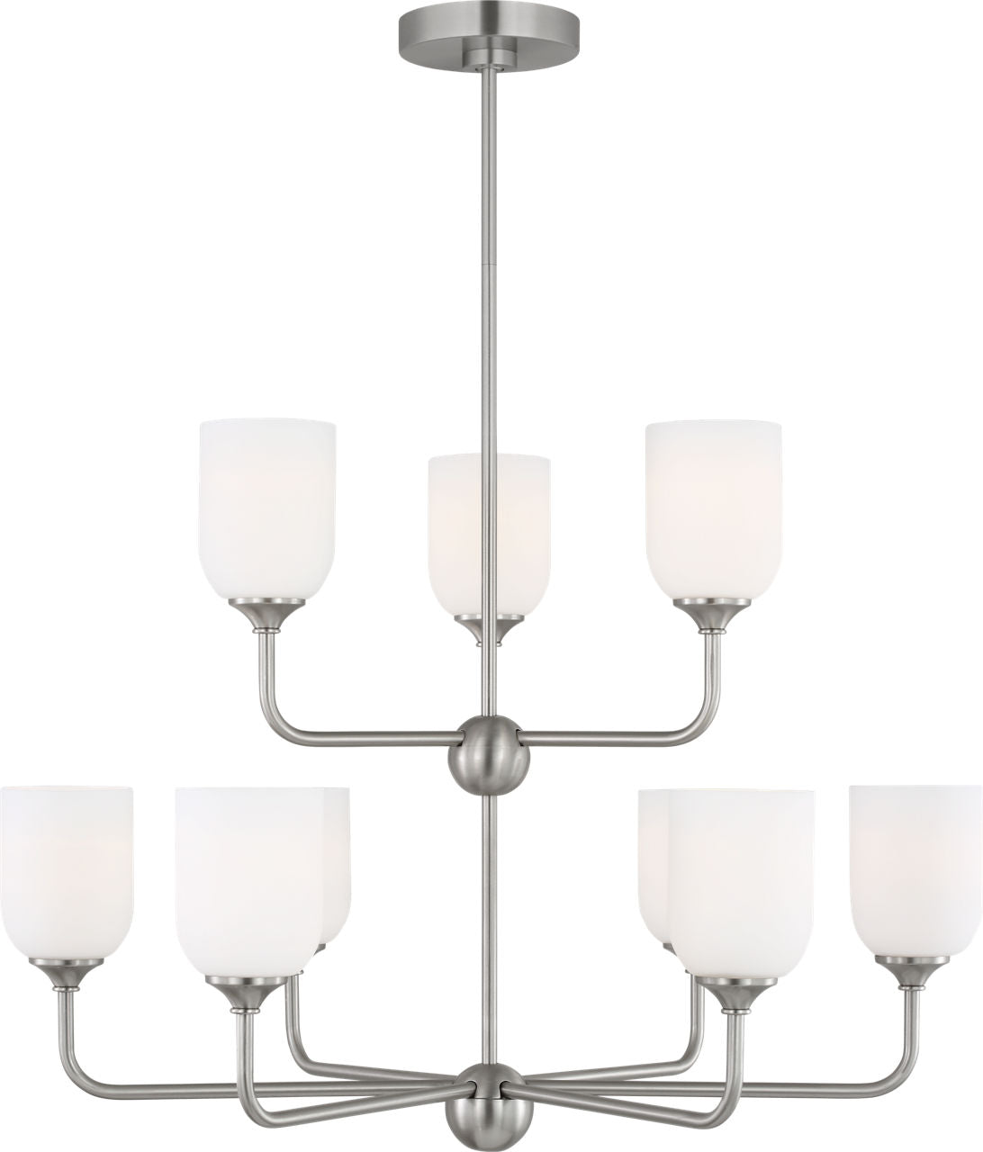 Generation Lighting GLC1109EN3/BS Emile 9 Light Brushed Nickel Chandelier Ceiling Light