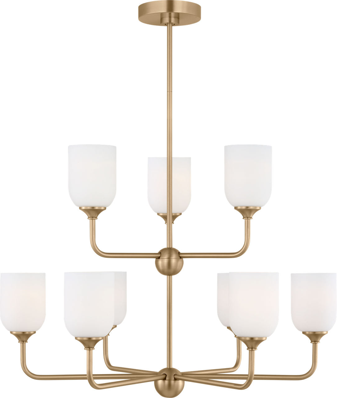 Generation Lighting GLC1109EN3/SB Emile 9 Light 30 inch Satin Brass Chandelier Ceiling Light
