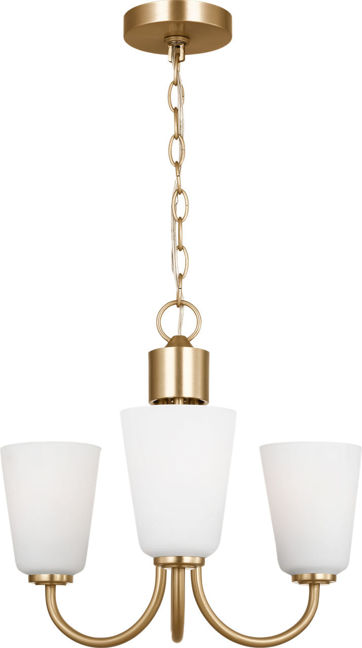 Generation Lighting GLC1123SB Miles 3 light satin brass chandelier ceiling light