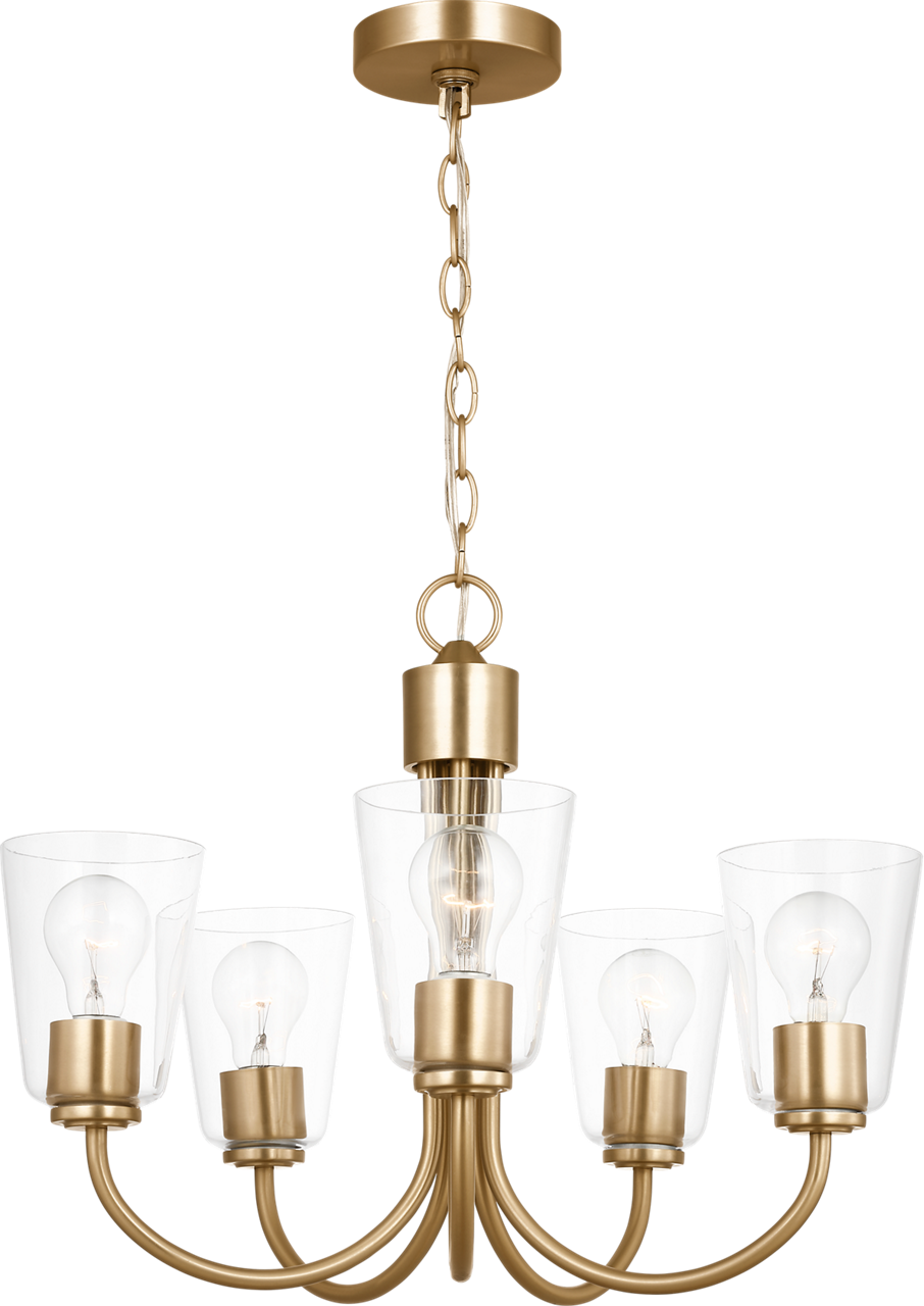 Generation Lighting GLC1145SBE Miles 5 Light Satin Brass Chandelier Ceiling Light