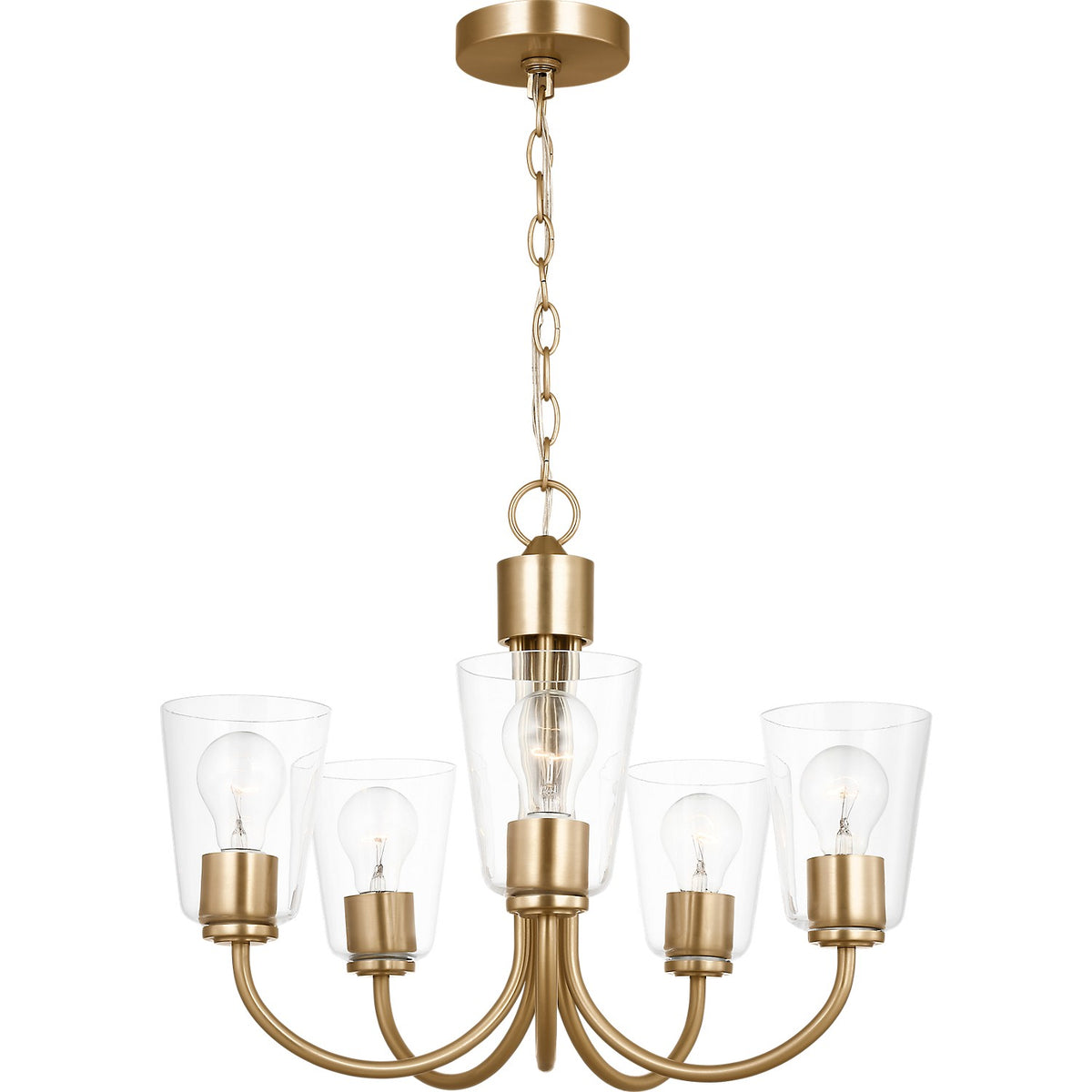 Generation Lighting GLC1145SB Miles 5 Light 21.5 inch Satin Brass Chandelier Ceiling Light
