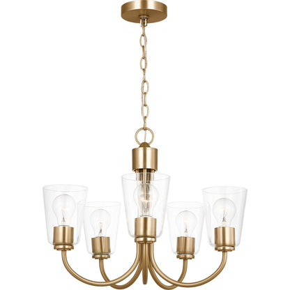 Generation Lighting GLC1145SB Miles 5 Light 21.5 inch Satin Brass Chandelier Ceiling Light