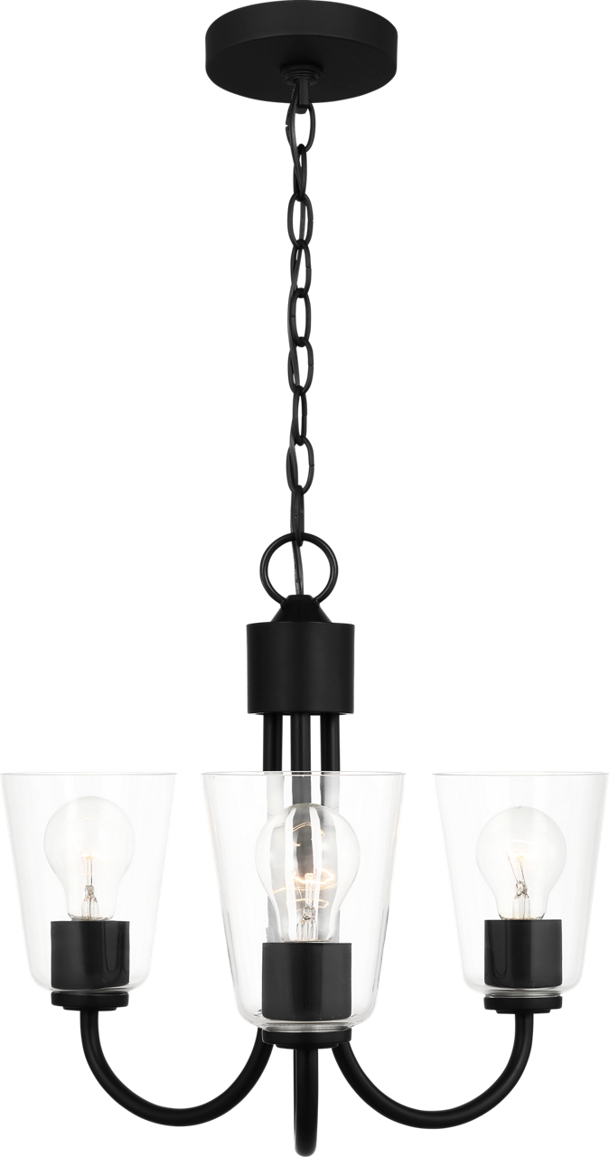 Generation Lighting GLC1153MBKE Miles 3 Light 17.5 inch Midnight Black Chandelier Ceiling Light