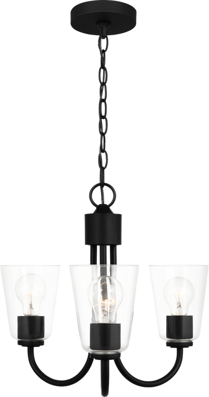 Generation Lighting GLC1153MBKE Miles 3 Light 17.5 inch Midnight Black Chandelier Ceiling Light