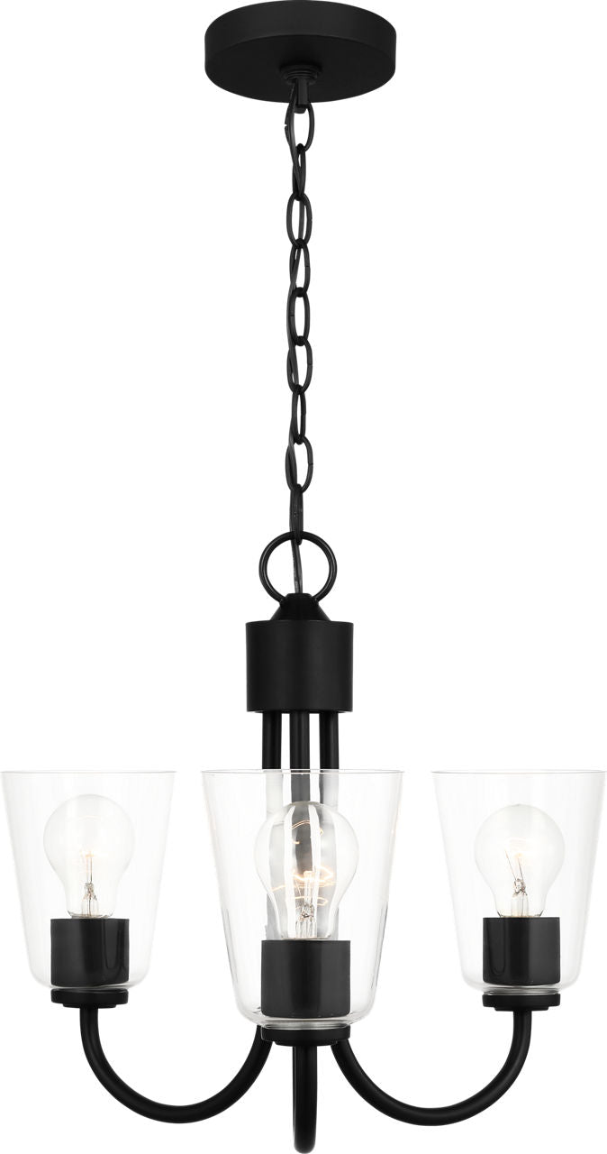 Generation Lighting GLC1153MBK Miles 3 Light Midnight Black Chandelier Ceiling Light