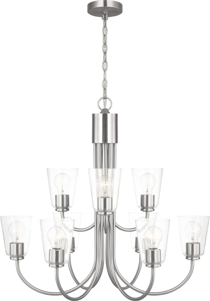 Generation Lighting GLC1169BS Miles 9 light brushed nickel chandelier